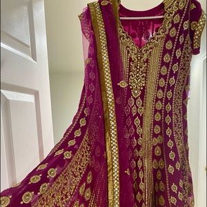 New Purple pure georgette anarkali. Has dupatta and Lycra Pants(pajami)